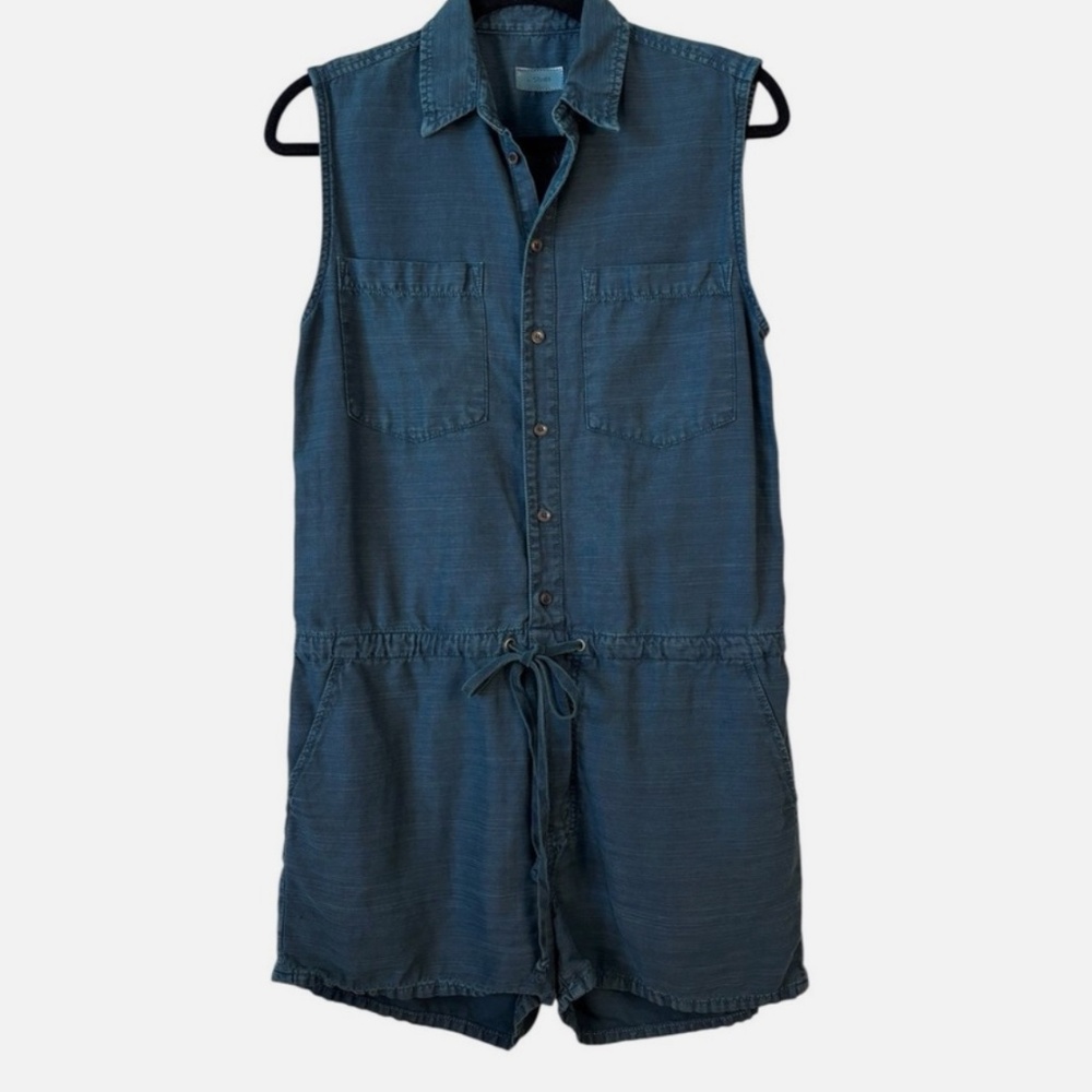 MOTHER denim sleeveless shorts romper w pockets  in Teal Size M - Picture 5 of 15